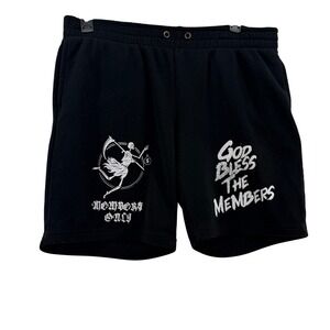 Members Only Sweat Shorts Mens XL Black Cotton Blend Graphic Skeleton Reaper